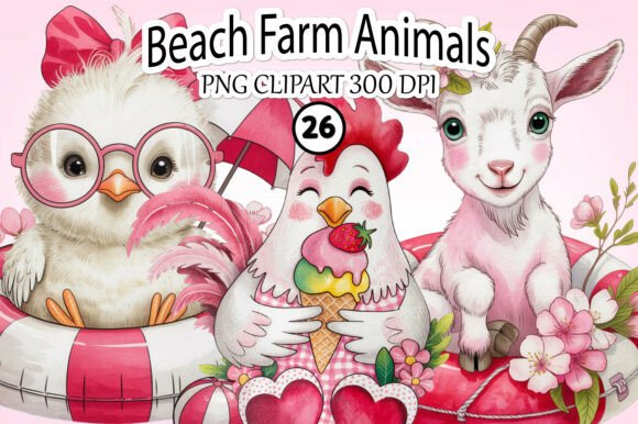 Download Whimsical Beach Farm Animals PNG Clipart - Farm animals Collection