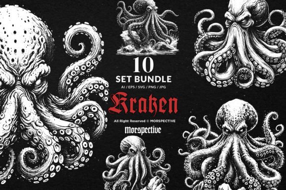 Download 10 Bundle Dark Kraken Monster Octopus - Octopus Collection