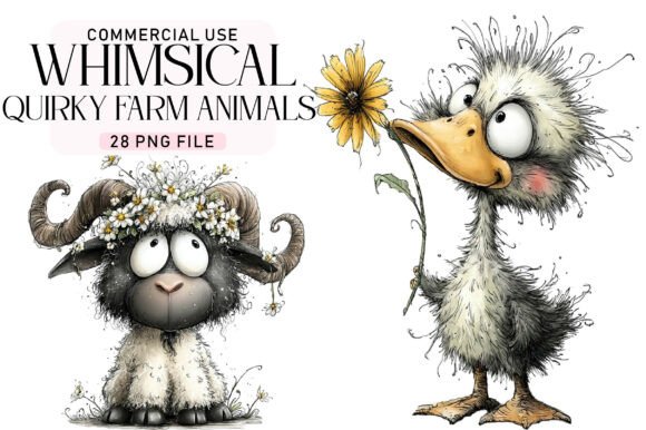 Download Whimsical Quirky Farm Animals PNG - Farm animals Collection