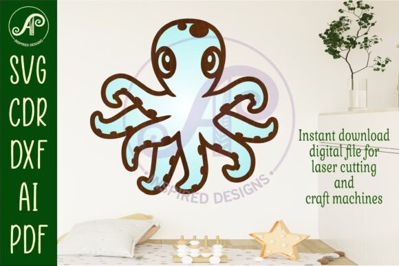 Download Octopus Two Layer Cut out Laser Cut Wall - Octopus Collection