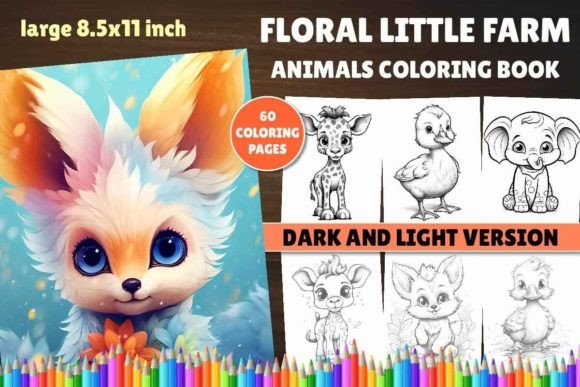 Download Floral Little Farm Animals Coloring Book - Farm animals Collection