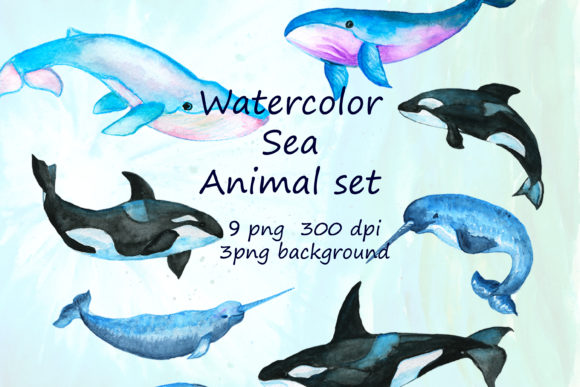 Download Watercolor Whales Sea Animals Fish Art - Premium Resources