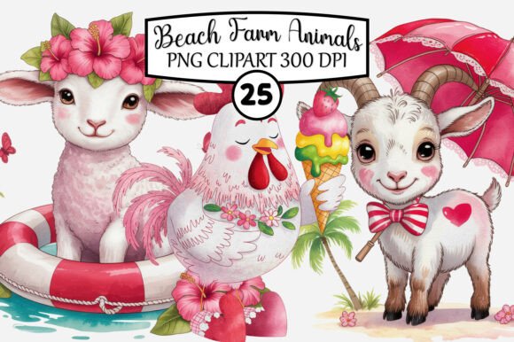 Download Whimsical Beach Farm Animals PNG Clipart - Farm animals Collection