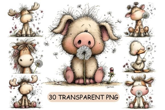 Download 30 Whimsical Farm Animals PNG Clipart - Farm animals Collection