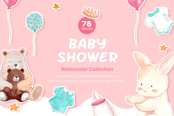 Download Baby Shower,Cute Animals Watercolor - Premium Resources