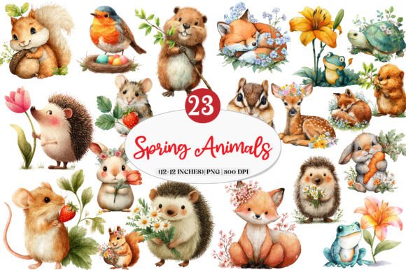 Download Forest Spring Woodland Animals Clipart - Premium Bundle