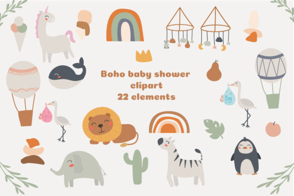 Download Boho Baby Shower, Safari Animals Clipart - Premium Resources