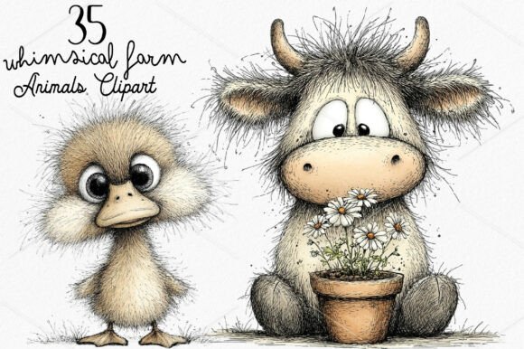 Download Whimsical Farm Animals Clipart Bundle - Farm animals Collection