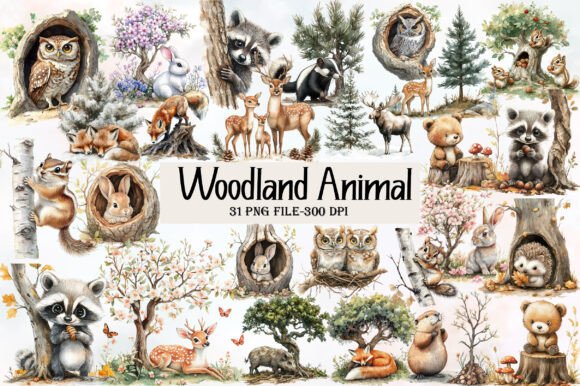 Download Watercolor Woodland Animal Clipart - Woodland animal clipart Collection